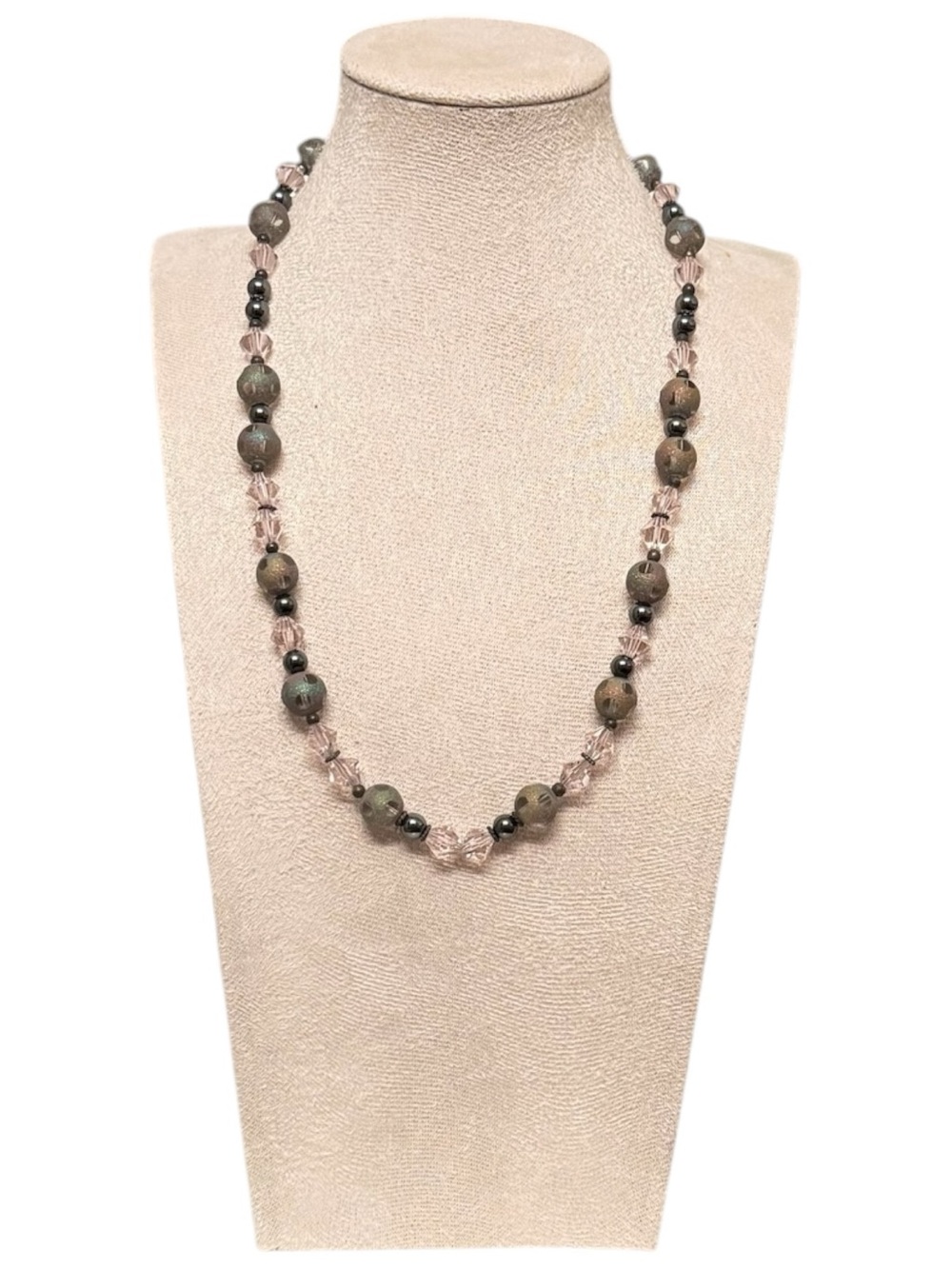 Bundle 3 for $15- Pink Crystal and Green Jasper Bead Necklace
